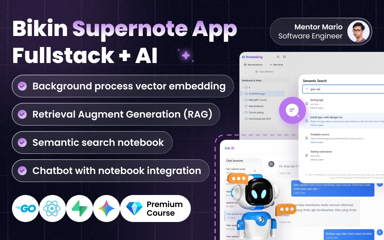 Kelas Full Stack Golang React: Integrasi AI LLM Bikin Supernote di BuildWithAngga